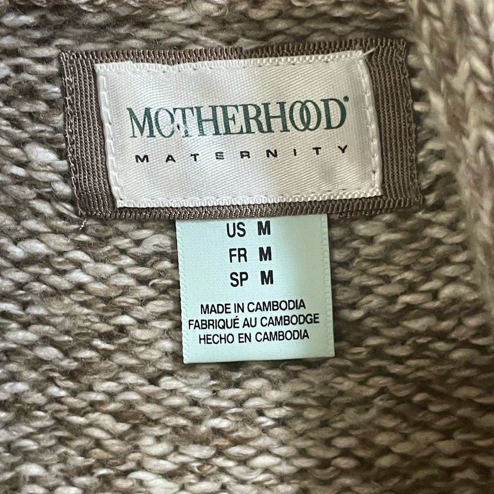 Motherhood Tan marbled Cardigan Tie Front Sweater Size Medium - Picture 8 of 11